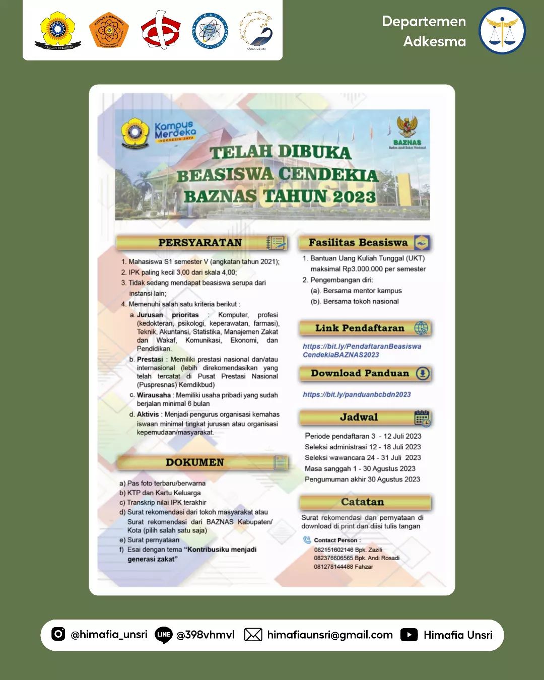 [Sekilas Info Adkesma #24: Informasi Beasiswa Cendekia BAZNAS]